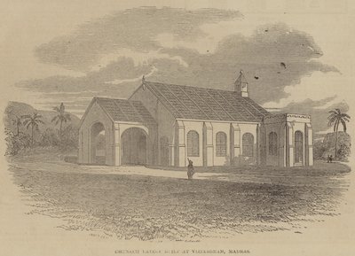 Igreja construída recentemente em Vizianagram, Madras (gravura) de English School