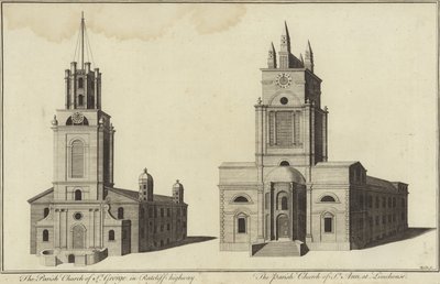 Igreja, de, st george, Ratcliff, rodovia, e, igreja, de, st john, Limehouse, londres de English School