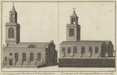 Igreja, de, st, mary, aldermanbury, e, igreja, de, Allhallows, ligado, londres, parede, londres de English School