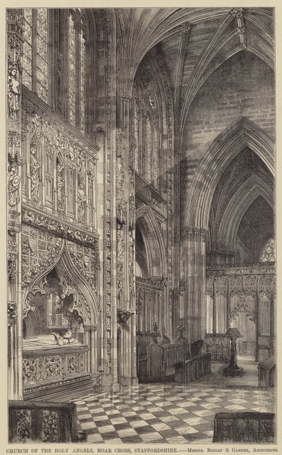 Igreja dos Santos Anjos, Hoar Cross, Staffordshire (gravura) de English School