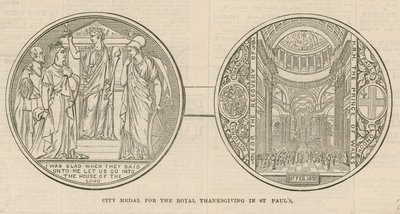 Medalha da cidade para o Real Dia de Ação de Graças na Catedral de St Pauls, em Londres, em 27 de fevereiro de 1872 de English School