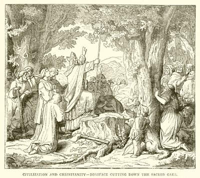Civilização e Cristianismo - Bonifácio cortando os Carvalhos Sagrados de English School