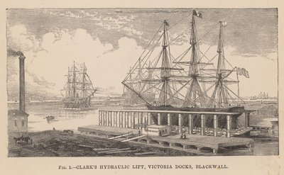 Clarks hidráulico elevador, Victoria Docks, Blackwall de English School