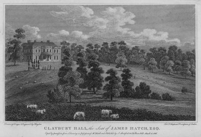 Claybury Hall, a sede de James Hatch (gravura) de English School