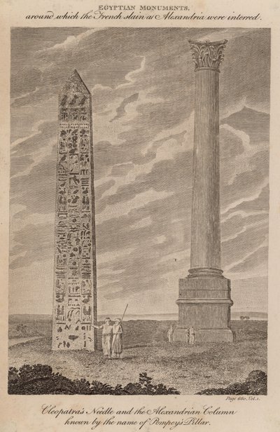 Agulha de Cleópatra e a Coluna Alexandrina conhecida pelo nome de Pompeys Pillar de English School