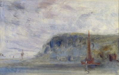 Costa com falésias e barcos anteriormente atribuídos a JMW Turner (1775-1851) e também atribuídos a Peter de Wint (1784-1849) (óleo sobre papel) de English School