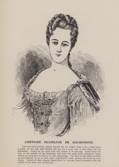 Penteado da Duquesa de Borgonha (gravura) de English School
