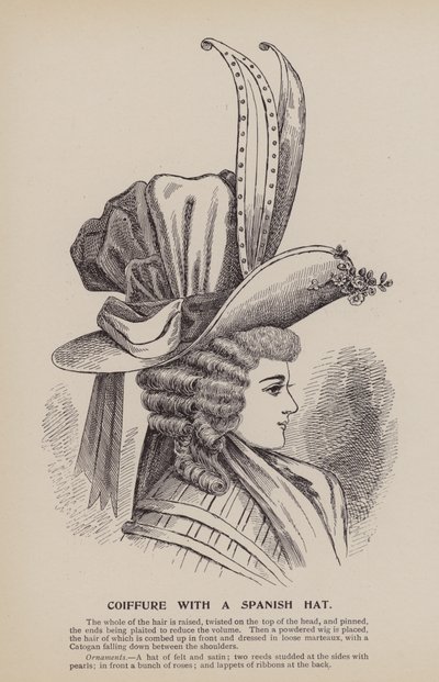 Coiffure com um chapéu espanhol (gravura) de English School