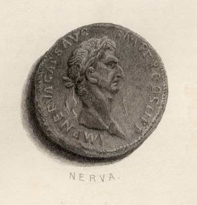 Moeda do tempo de Nerva Caesar Augustus de English School
