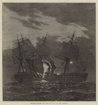 Colisão entre a Ville du Havre e o Lochearn (gravura) de English School