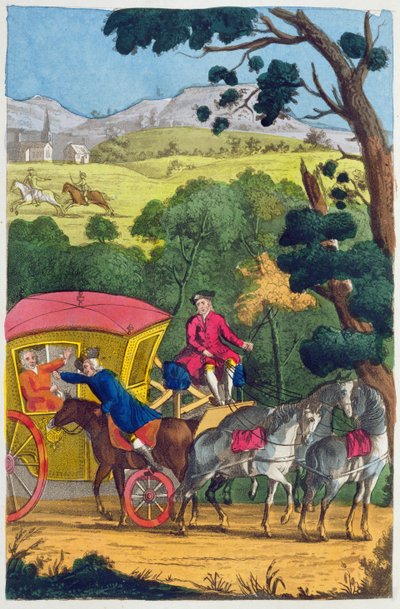 Coronel Jack roubando Mary Smith em Maidenhead Thicket, ilustração das Vidas e Aventuras dos Salteadores Mais Comemorados e Ladrões de Rua ... Publicado em 1822 de English School