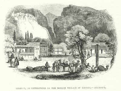 Colossae, representada pela Aldeia Moderna de Khonas, Arundell (gravura) de English School