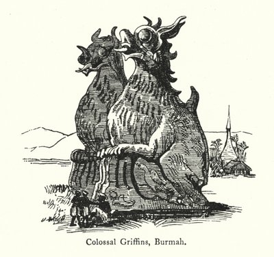 Colossal Griffins, Burmah (gravura) de English School