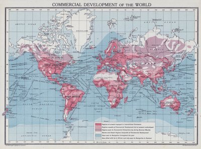 Desenvolvimento comercial do mundo (litografia a cores) de English School