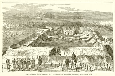 Fortificações confederadas ao norte de Manassas Juction, perto de Bull Run de English School