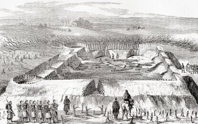 Fortificações confederadas a norte de Manassas Junction, de Ward and Lock