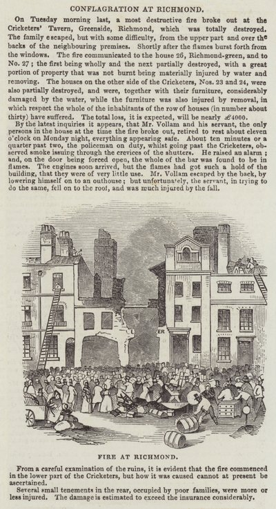 Conflagração em Richmond (gravura) de English School