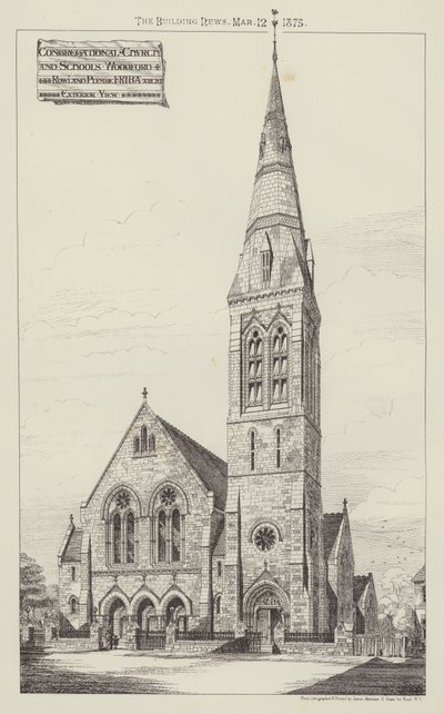 Congregational Church and Schools, Woodford (gravura) de English School