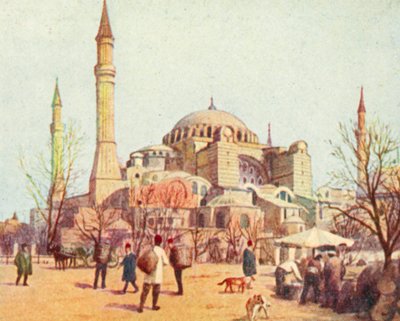 Constantinopla, Mesquita de Santa Sofia (litografia a cores) de English School
