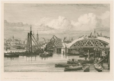 Construção da nova ponte de Londres, 26 de julho de 1827 de English School
