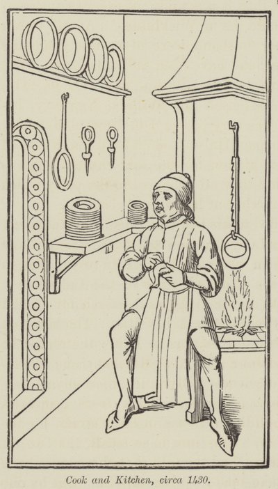 Cook and Kitchen, cerca de 1430 (gravura) de English School