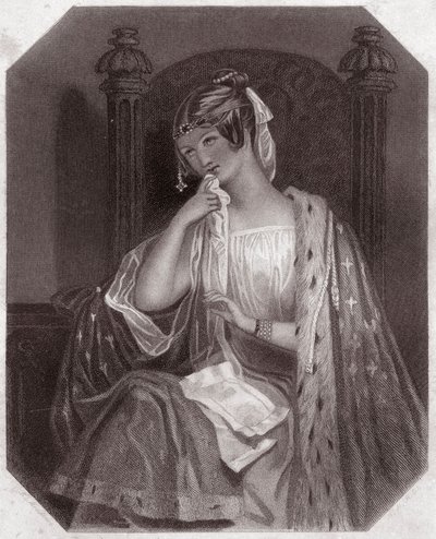 Cordelia (King Lear) (King Lear) - in - "Galeria das Mulheres de Shakespeare, coleção de quarenta e cinco retratos sérios de artistas do início de Londres, enriquecidos com avisos críticos e literários" cerca de 1838 - da "Galeria das Mulheres de Shakespea de English School