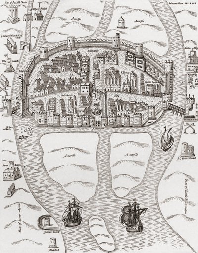 Cork, County Cork, Irlanda, em 1633, de "Uma Breve História do Povo Inglês" por JR Green, publicado em 1893 de English School