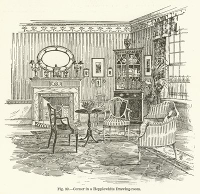 Canto em uma sala de desenho Hepplewhite de English School