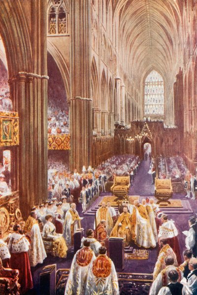 Cerimônia de coroação na Abadia de Westminster de English School