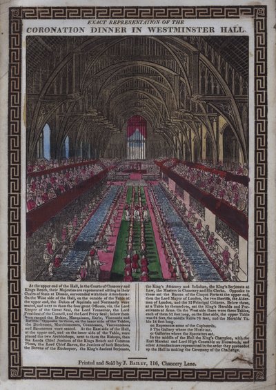 Coroação de Sua Majestade [ou seja, George III] em Westminster (xilogravura colorida) de English School