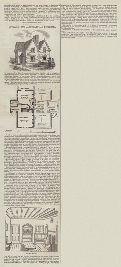 Casas de campo para distritos agrícolas (gravura) de English School