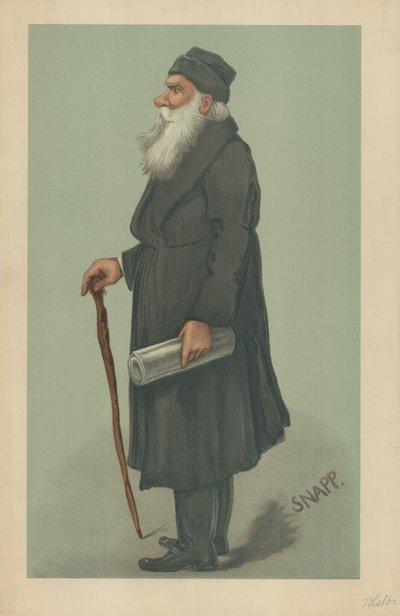 Conde Lyof Nikolaivitch Tolstoi, 24 de outubro de 1901, desenho animado da Vanity Fair de English School