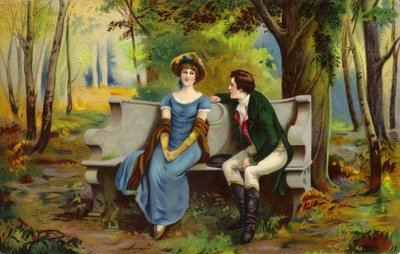Par, sentando, loveseat de English School