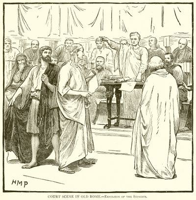 Cena do Tribunal em Roma Antiga. - Expulsão dos Sofistas de English School