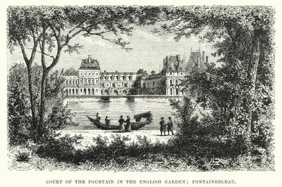 Corte da Fonte no Jardim Inglês, Fontainebleau (gravura) de English School