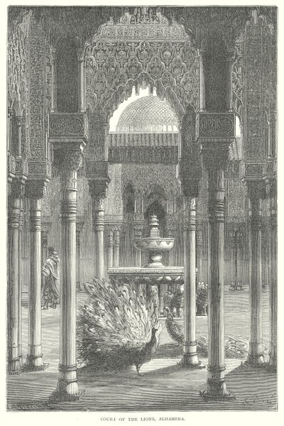 Tribunal dos Leões, Alhambra (gravura) de English School