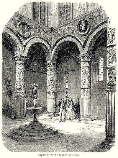 Tribunal do Palazzo Vecchio (gravura) de English School
