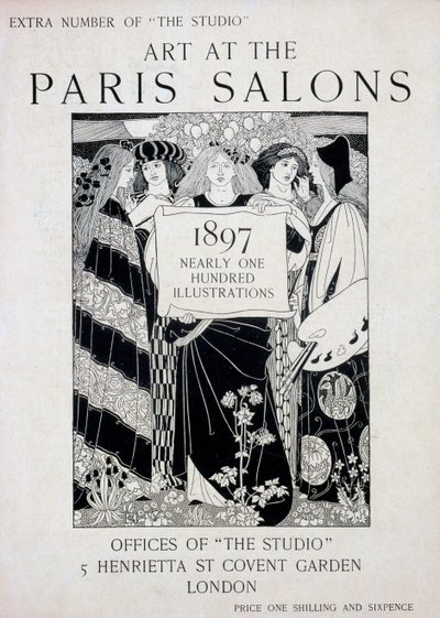 Cover for Art nos Paris Salons, número extra da revista The Studio, 1897 (litografia e tipografia) de English School