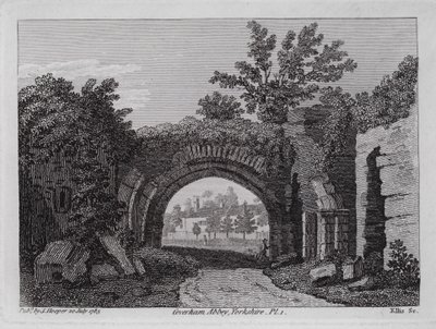 Coverham Abbey, Yorkshire (gravura) de English School