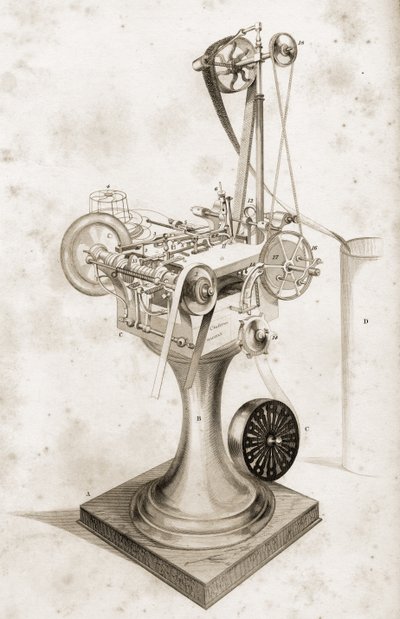Crabtrees Máquina de definição de cartões exposta na Grande Exposição 1851 de English School