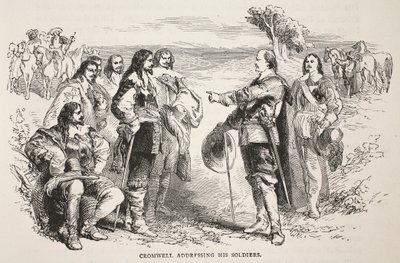 Cromwell dirigindo-se a seus soldados de English School