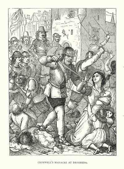 Massacre de Cromwell em Drogheda (gravura) de English School