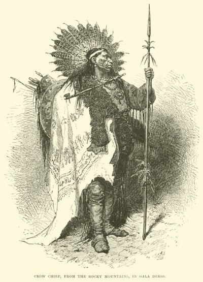 Chefe Corvo, das Montanhas Rochosas, vestido de gala de English School