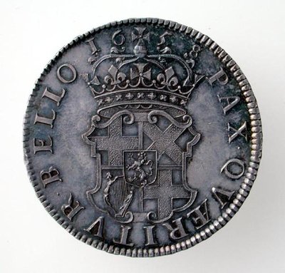 Coroa de Oliver Cromwell (1599-1658), London Mint, 1658 (reverso) (prata) (para anverso ver 168061) de English School