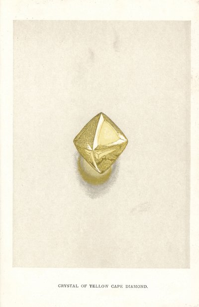 Crystal of Yellow Cape Diamond, de "Precious Stones and Gems" de Edwin Streeter, Londres, George Bell & Sons de English School