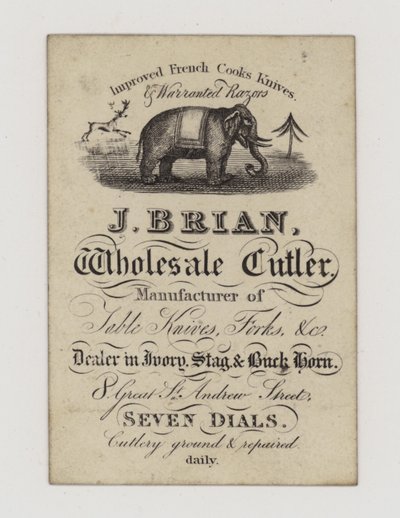 Cutler, J Brian, cartão de comércio de English School