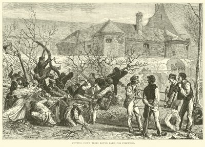 Cortando árvores em volta de Paris para lenha, outubro de 1870 de English School
