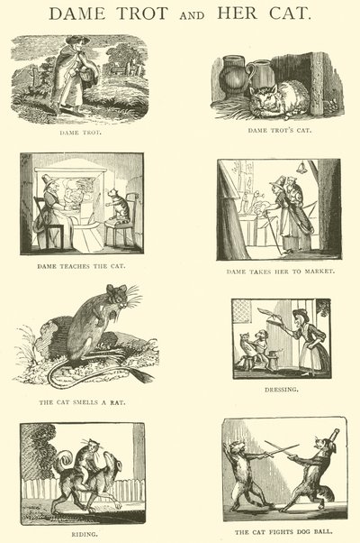 Dame Trot And Her Cat (xilogravura) de English School