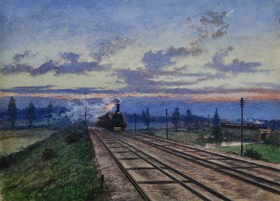 Amanhecer perto de Reading, 1870 (wc no papel) de English School
