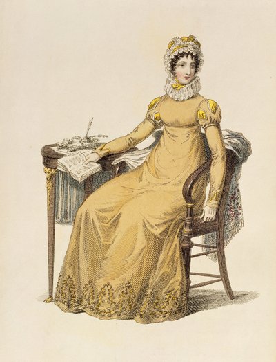 Vestido de dia, placa de moda de Ackermanns Repository of Arts de English School